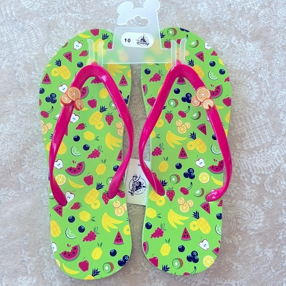 Brand New Disney Park Colorful Fruit Thong Flip Flops Sandals Green Mickey Mouse - Picture 15 of 15